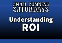 Two Tone Blue Image - White Text that Showcases The Small Business Saturdays: Title Reads: Understanding ROI