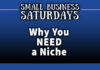 Two Tone Blue Image - White Text that Showcases The Small Business Saturdays: Title Reads: Why You Need a Niche